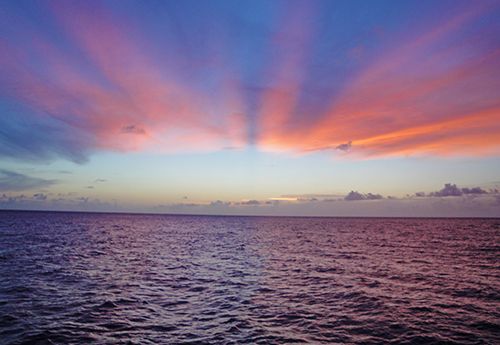 Caribbean sunset seen on marine biology camp