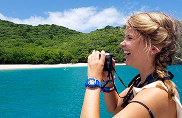 Teen spotting wildlife on Broadreach scuba summer camp