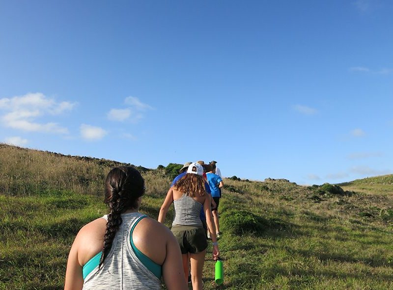 Students on hike in St Barths on Caribbean summer camp