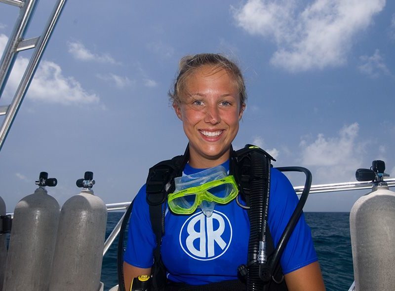 Divemaster in dive gear on diving internships abroad