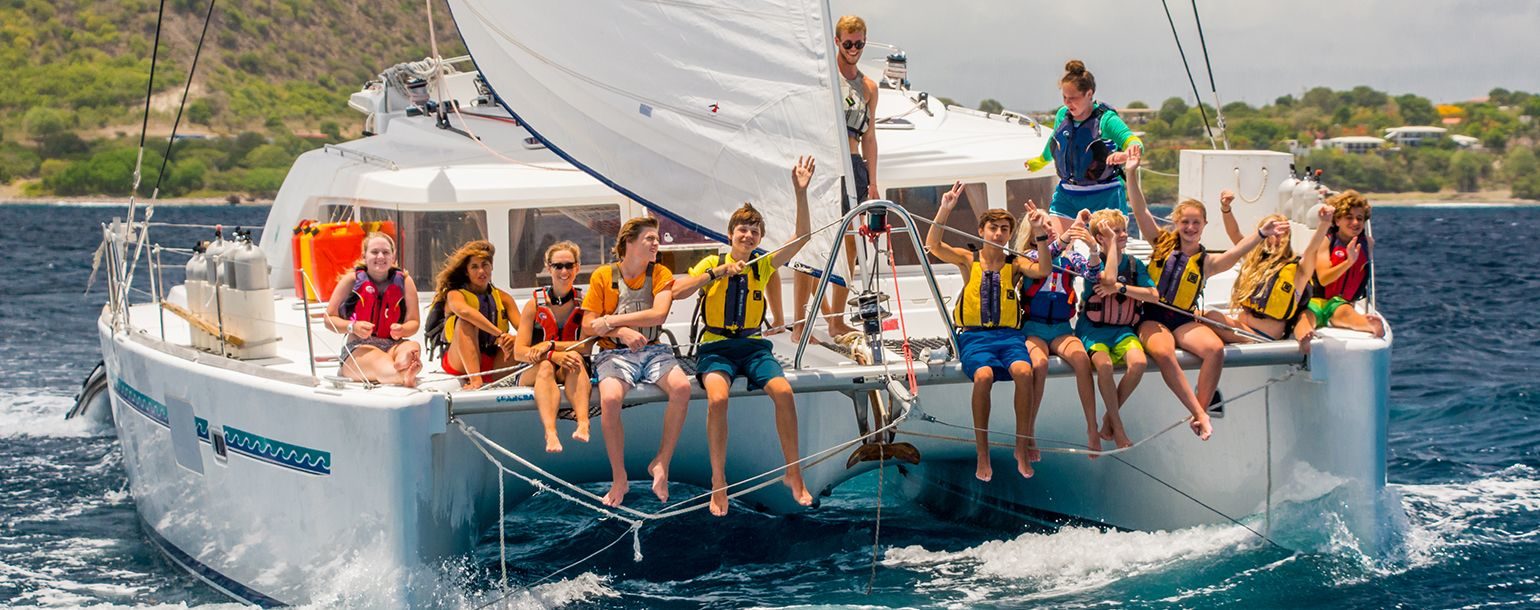 Broadreach students on a boat together