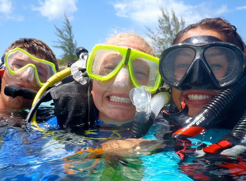 Divers on surface on Broadreach marine biology summer program