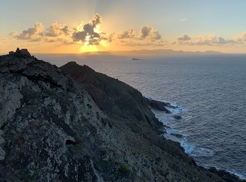 Watching sunrise over St Barths on Broadreach Caribbean