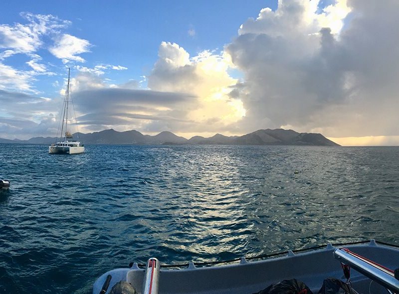 Fleet of Broadreach sailboats on Caribbean scuba sailing voyage