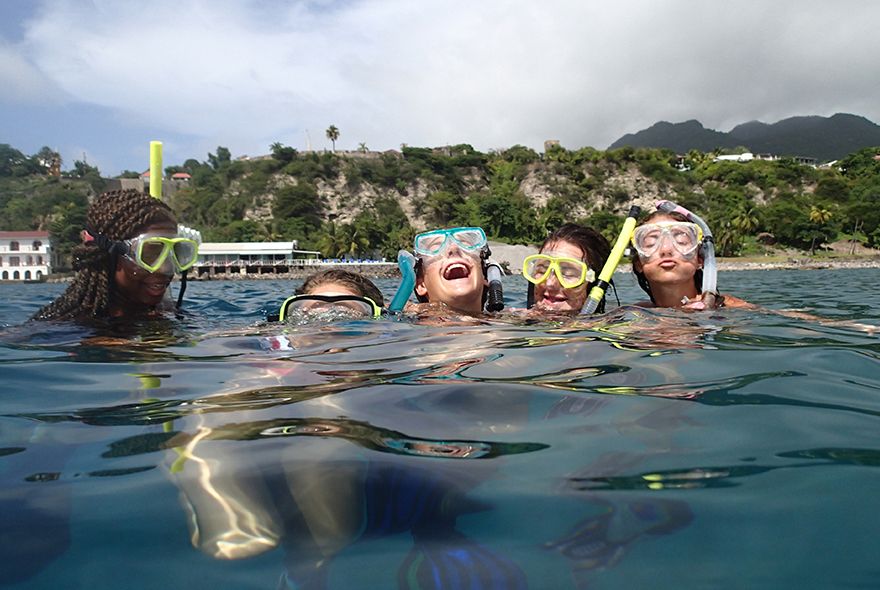Teens snorkelling on Broadreach underwater teen trip