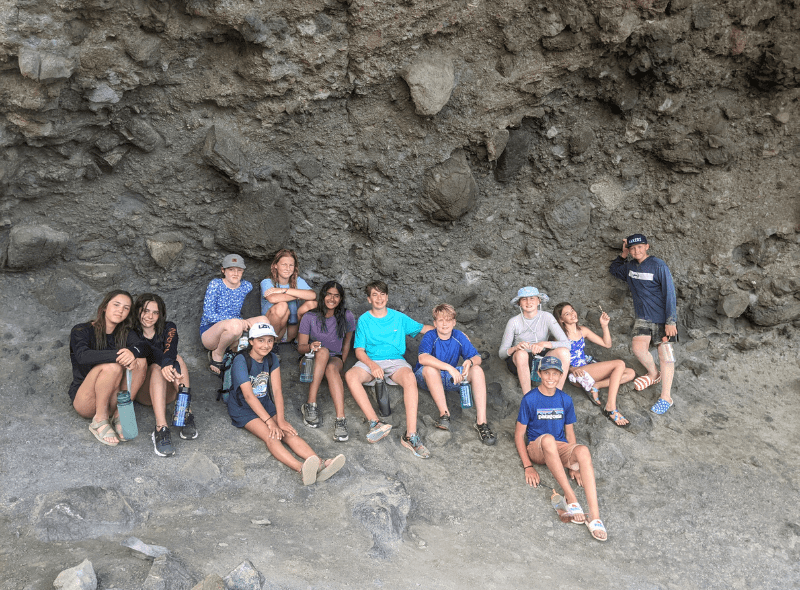Teens hiking on Caribbean island for scuba and sailing camp