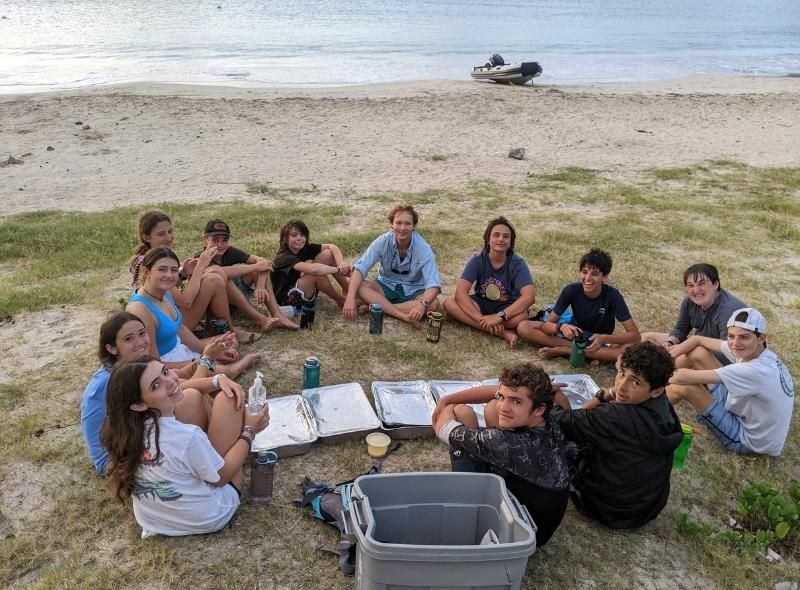 Middle school students on beach for intro to marine biology program