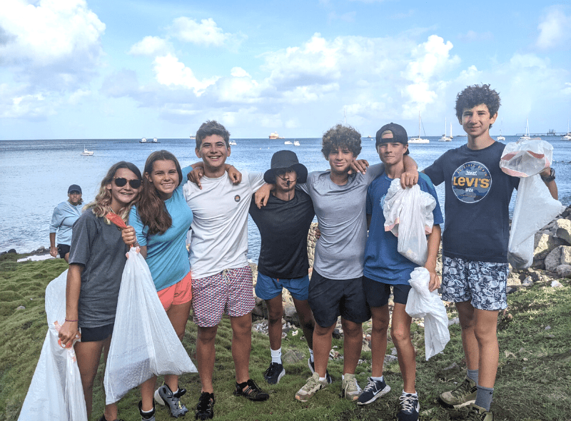 Middle school students do community service on Caribbean island at scuba camp