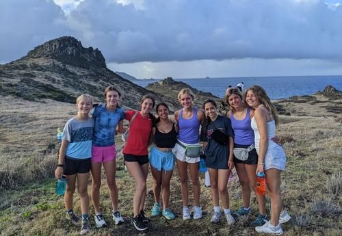 Middle school students hiking on summer Caribbean sailing program