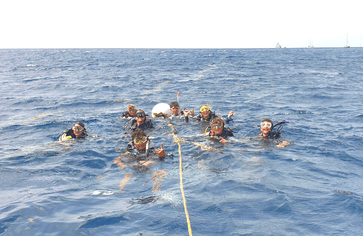 Middle school students from Advanced Scuba program in water