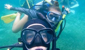 high school students at scuba camp in the Caribbean