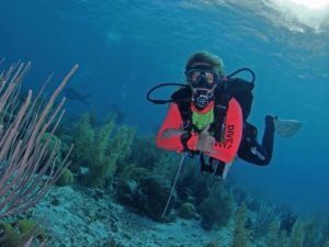 Marine biologist conducts coral reef research