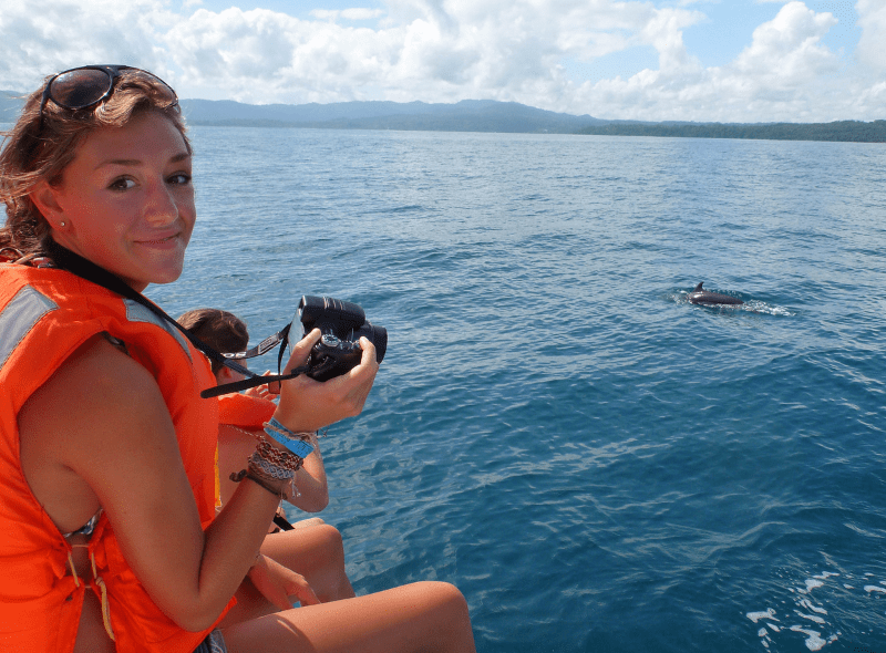 high school student researches dolphin in Azores on marine biology summer program