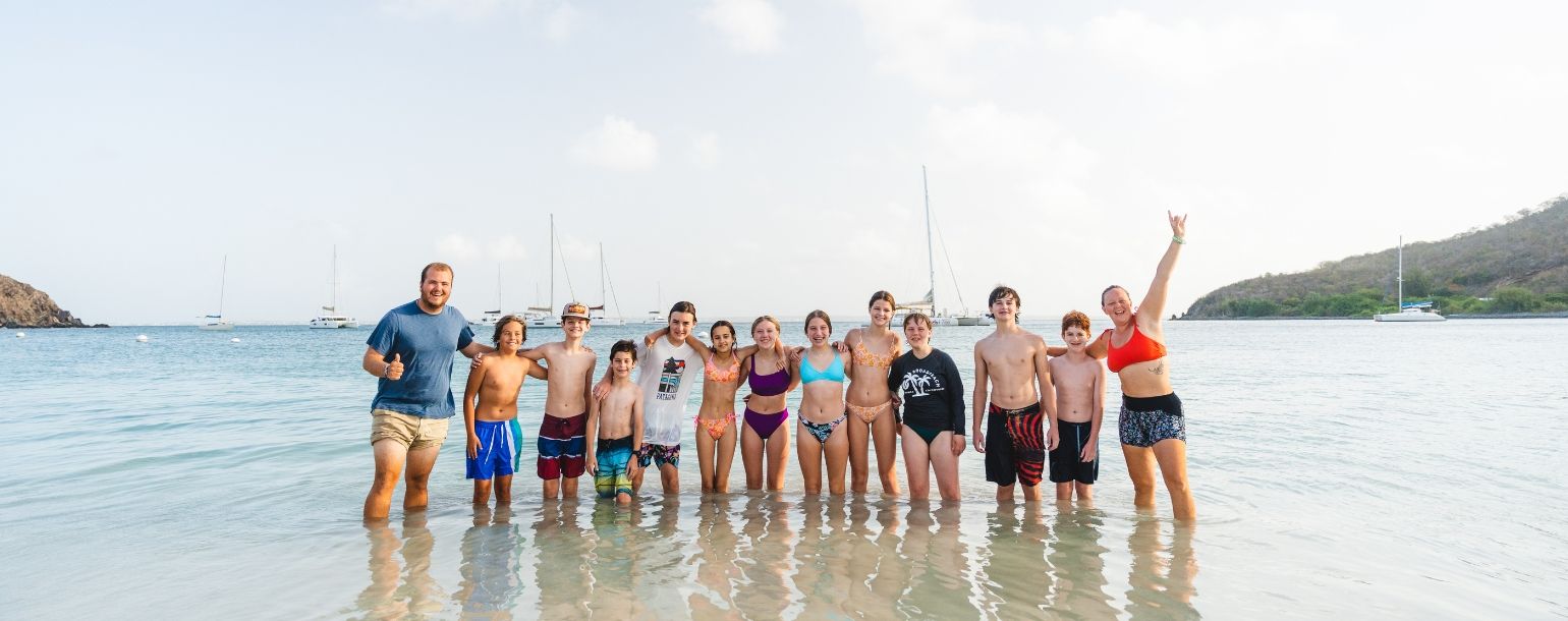 Middle school students on Caribbean scuba and sailing summer program