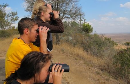 high school students observe wildlife in Malawi on Broadreach conservation program