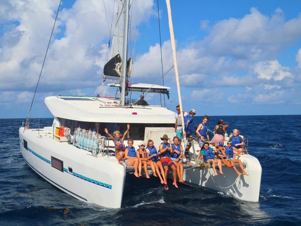 Catamaran sailboat in the Caribbean