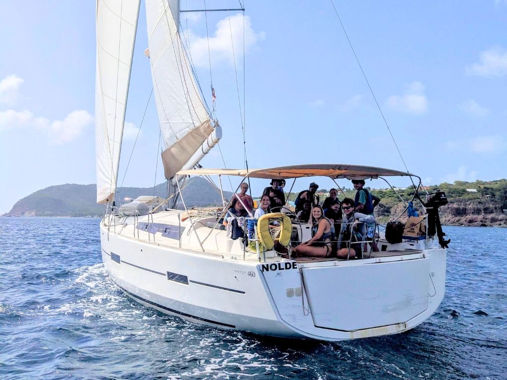 Monohull sailboat in the Caribbean