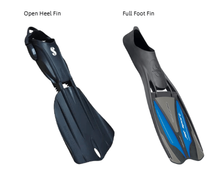 scuba dive fins open hell fins full foot fins